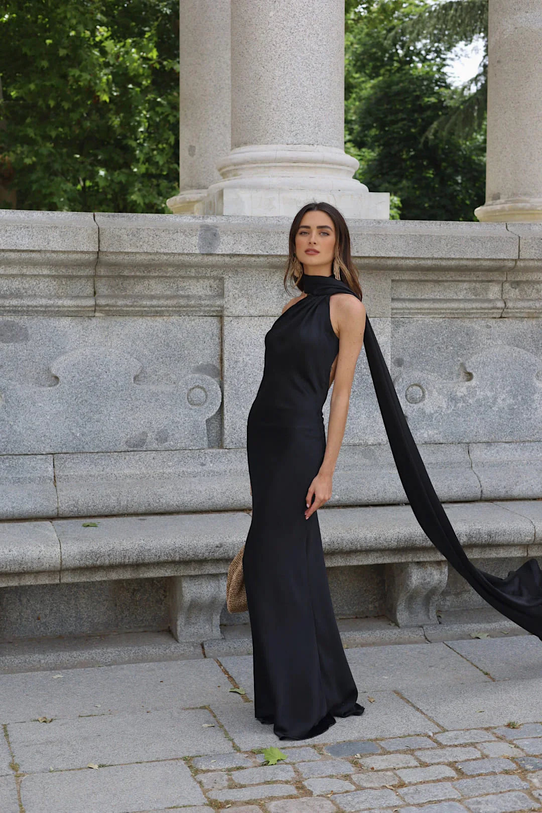 Vestido de Festa Longo de Cetim com Costas Abertas e Faixa - Cannes