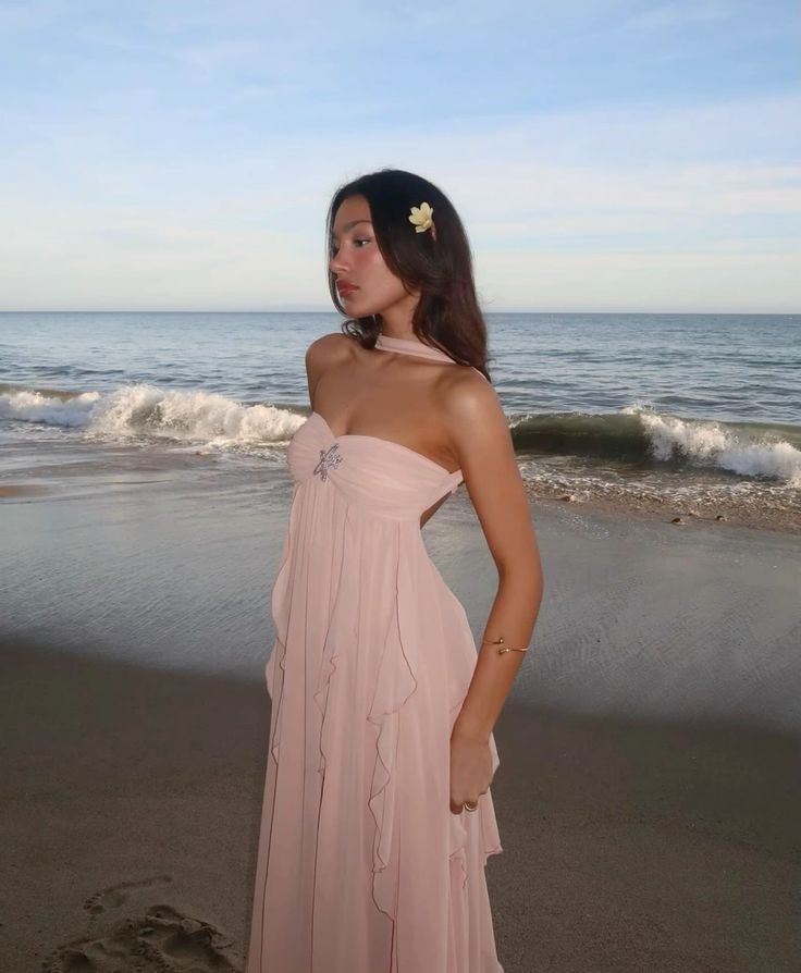 Vestido Longo com Babados e Sem Alça - Estela