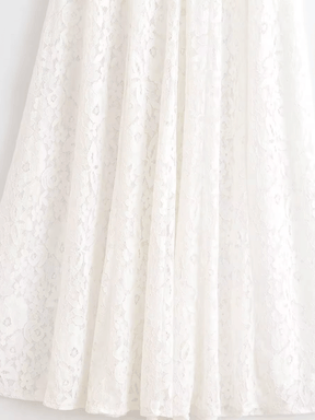 Vestido Feminino Midi de Renda Branco Gola Alta sem Mangas – Florença