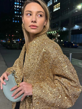 Jaqueta Cropped com Lantejoulas