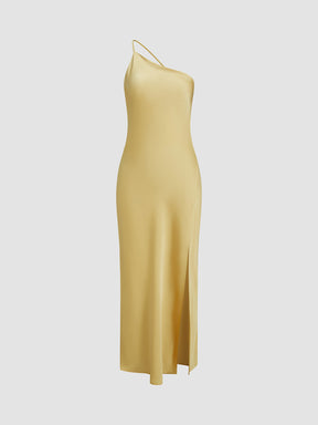 Vestido Longo de Cetim com Fenda nas Costas - Sunset