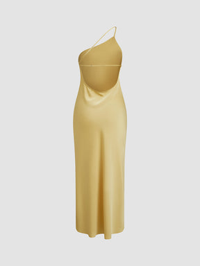 Vestido Longo de Cetim com Fenda nas Costas - Sunset