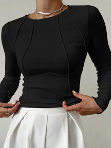 Blusa Básica de Manga Comprida com Debrum