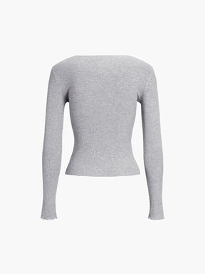 Blusa Básica de Manga Comprida com Debrum