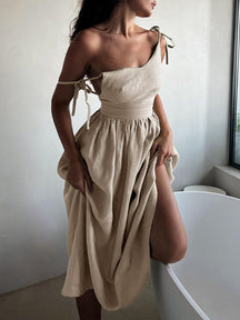 Vestido Longo de Algodão com Alças