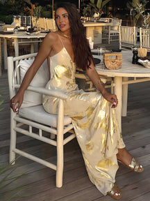 Vestido Longo com Decote V e Alças Finas - Bliss