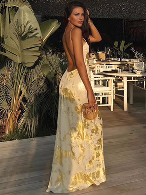 Vestido Longo com Decote V e Alças Finas - Bliss