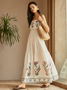 Vestido Floral Plissado Sem Costas