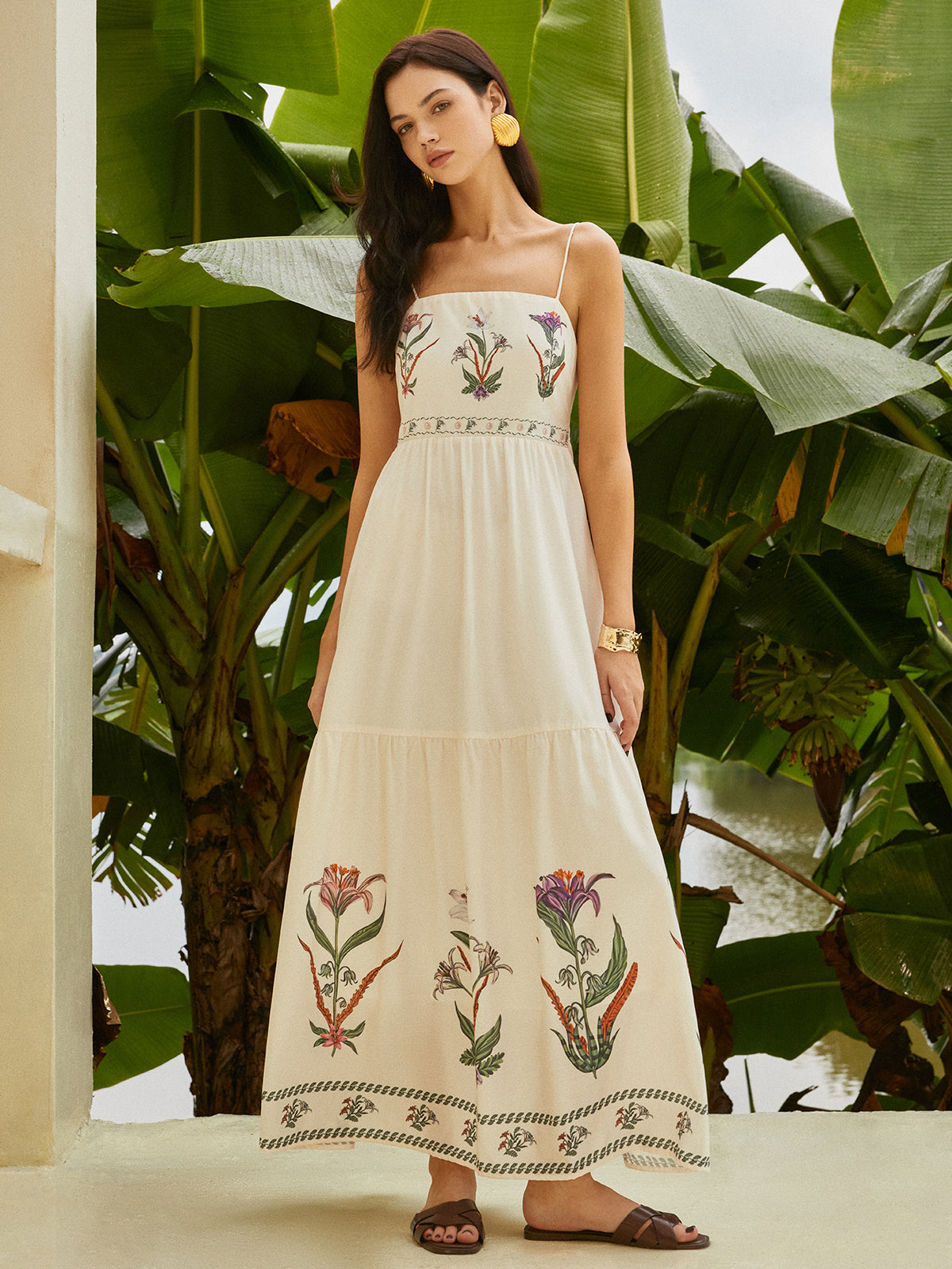 Vestido Floral Plissado Sem Costas