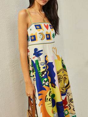 Vestido Longo com Estampa Tropical