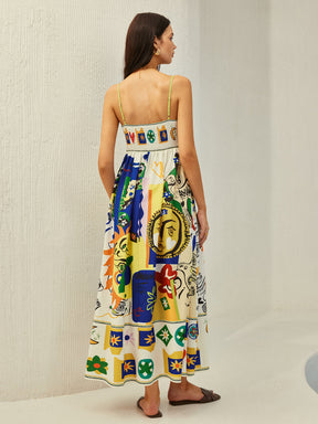 Vestido Longo com Estampa Tropical