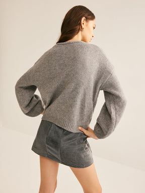 Cardigan com Nó e Laço em Decote V