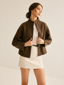 Casaco Casual Tweed com Zíper