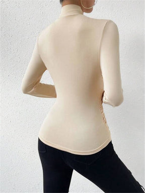 Blusa Plissada com Gola Cruzada