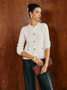 Cardigan com Botões de Metal