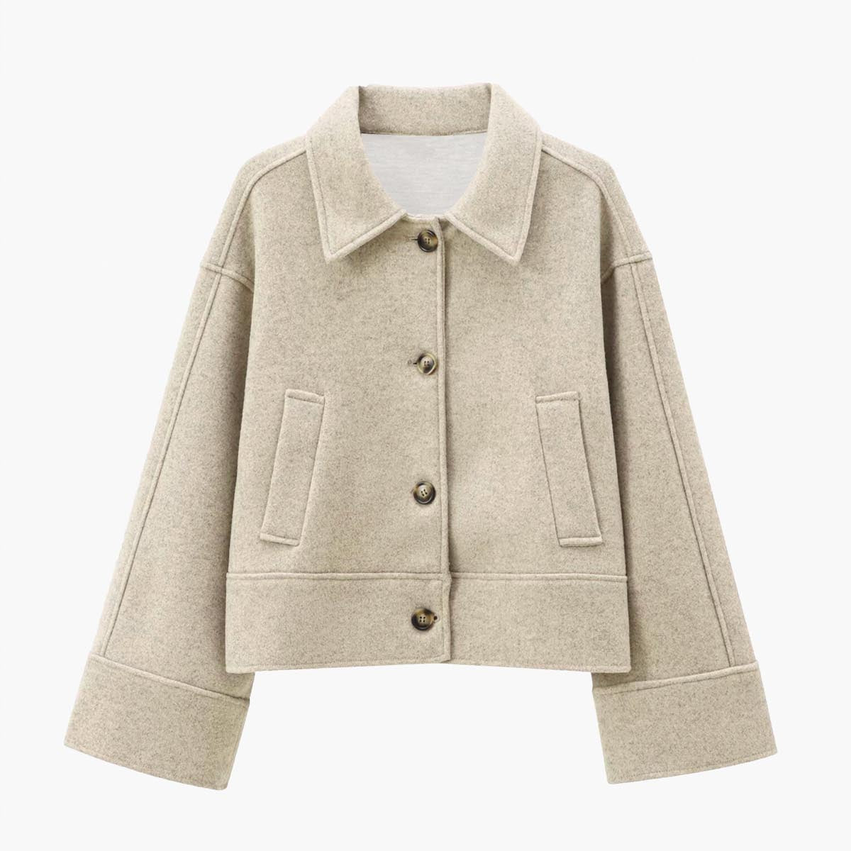 Jaqueta Cropped com Abotamento Frontal