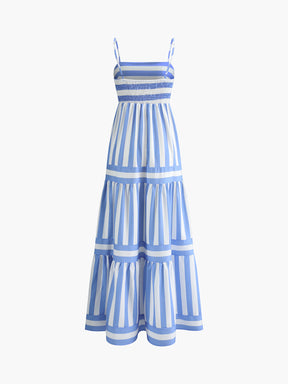 Vestido Longo Estampado com Bolsos nas Costas