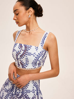 Conjunto de Top e Saia com Detalhes em Renda Bordada - Amalfi