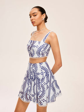 Conjunto de Top e Saia com Detalhes em Renda Bordada - Amalfi
