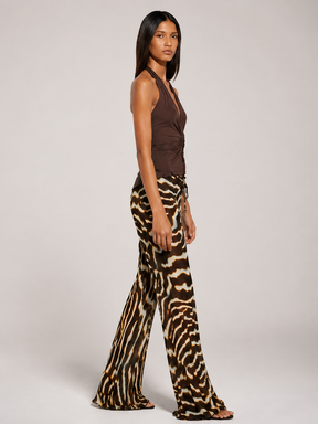 Calça Pantalona em Chiffon com Estampa Zebra — Ibiza