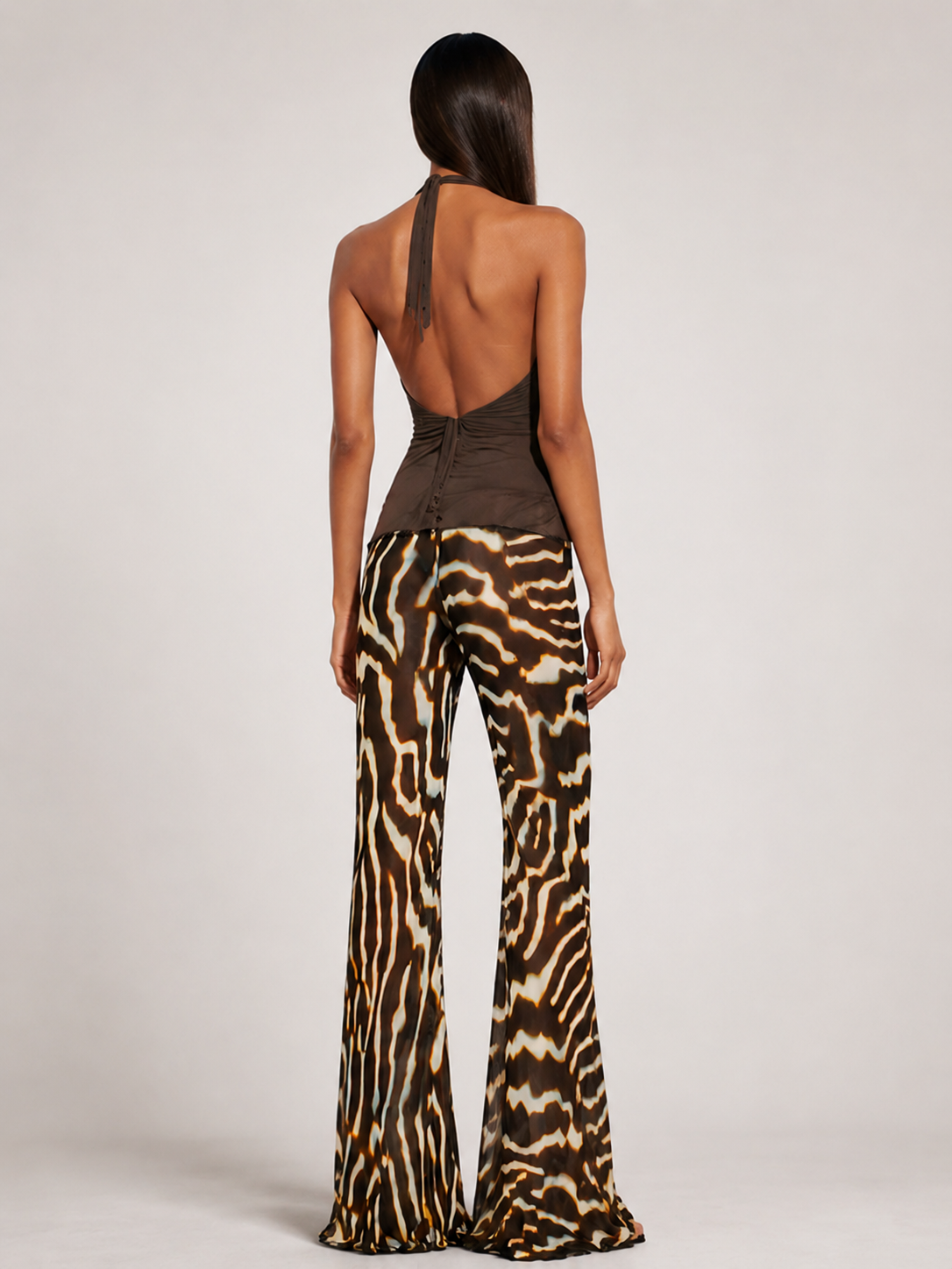 Calça Pantalona em Chiffon com Estampa Zebra — Ibiza