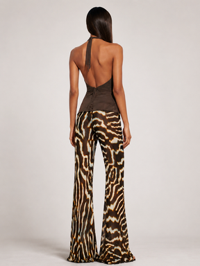 Calça Pantalona em Chiffon com Estampa Zebra — Ibiza