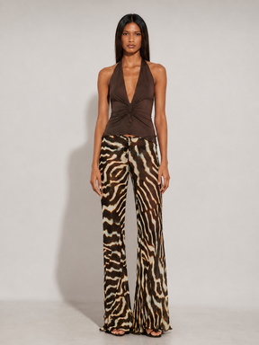 Calça Pantalona em Chiffon com Estampa Zebra — Ibiza