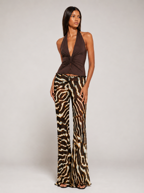 Calça Pantalona em Chiffon com Estampa Zebra — Ibiza