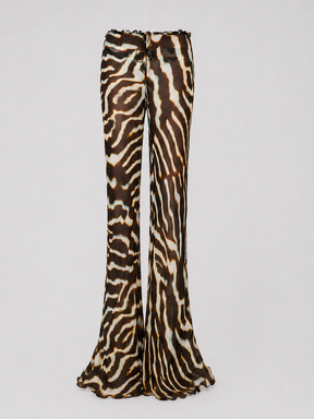Calça Pantalona em Chiffon com Estampa Zebra — Ibiza