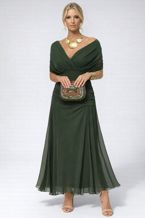 Vestido Feminino Longo Ombro a Ombro Estampado com Franzido – Positano