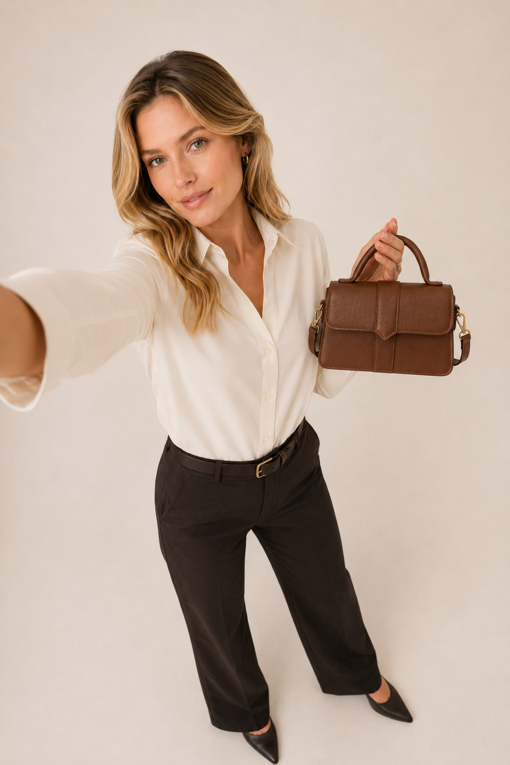 Bolsa Feminina de Couro Legítimo com Alça de Mão Estruturada – Amelia