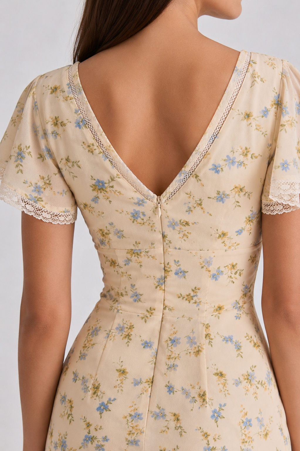 Vestido Longo Floral com Manga Princesa Modern Jamylle