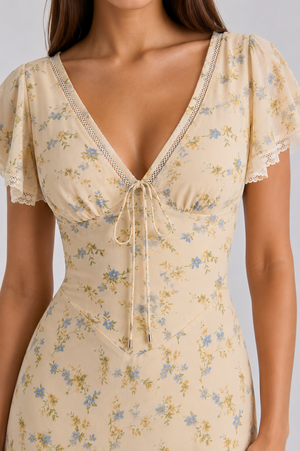 Vestido Longo Floral com Manga Princesa Modern Jamylle