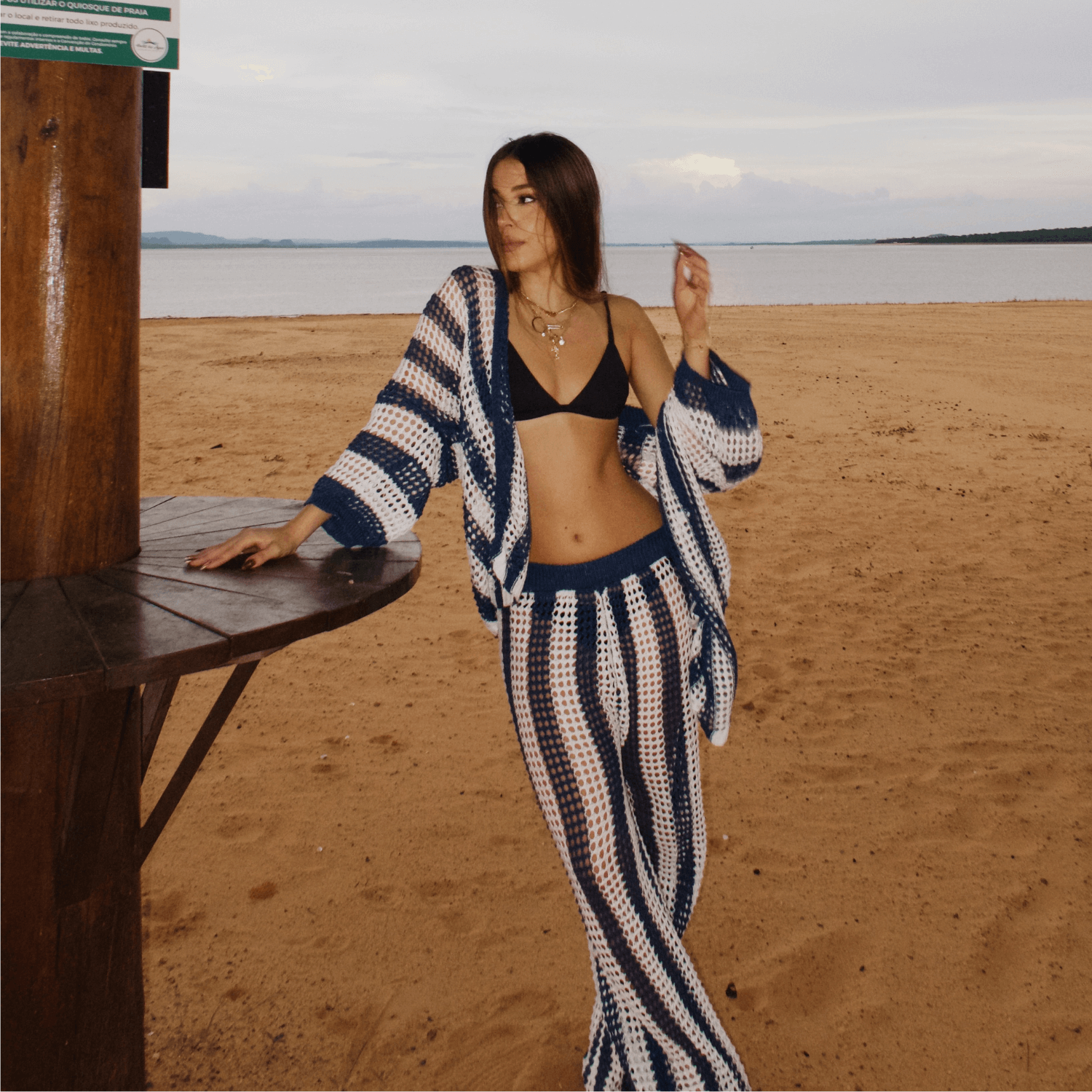 Conjunto Listrado de Blusa e Camisa - Barra