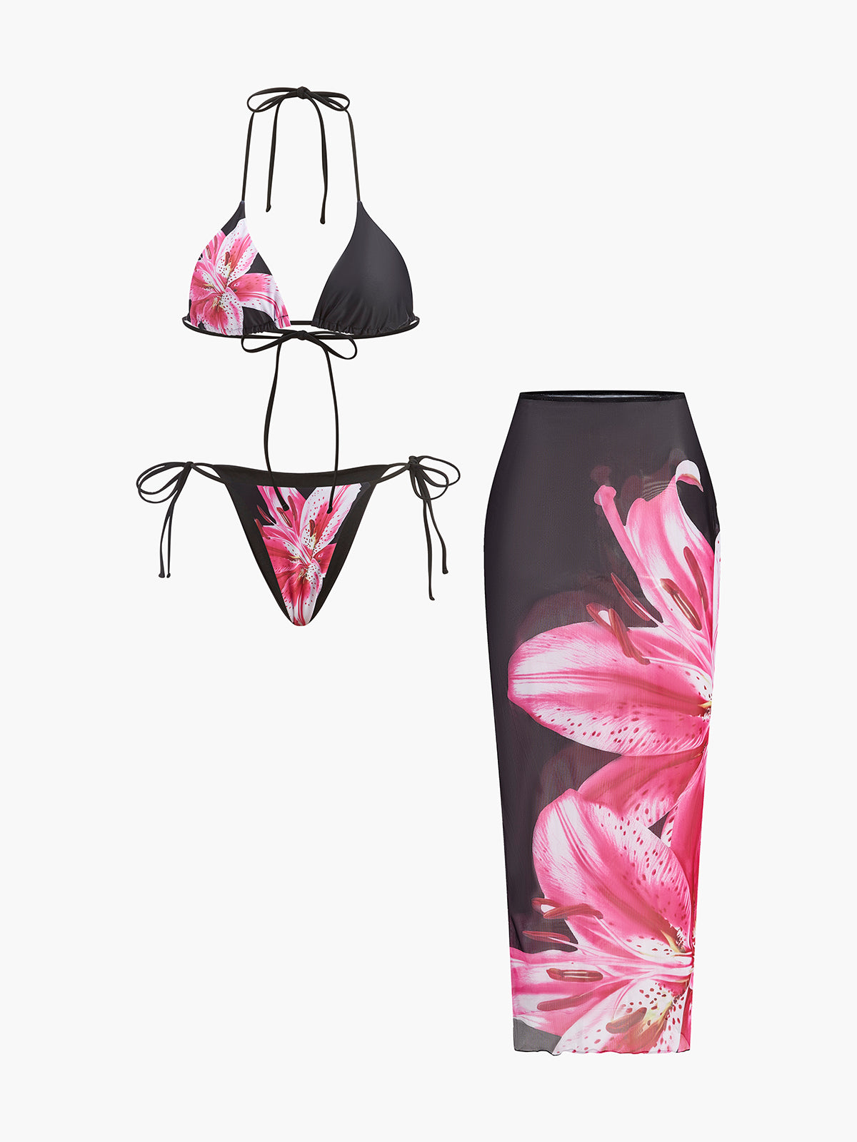 Conjunto de Biquíni e Saia Floral
