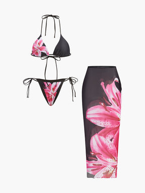 Conjunto de Biquíni e Saia Floral