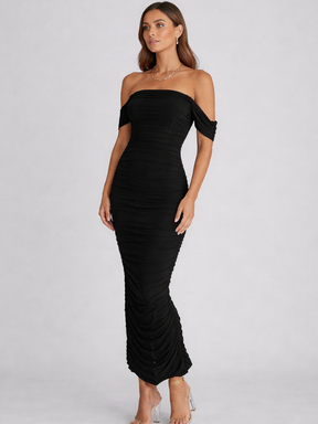 Vestido Feminino Longo com Corselet Estruturado e Decote Quadrado – Mia