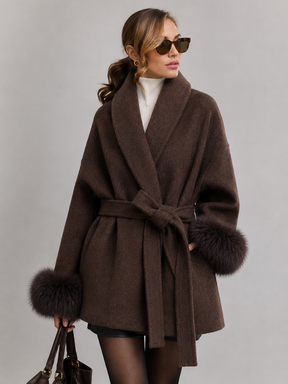 Casaco Feminino de Inverno com Pelúcia Removível e Cinto – Zurique
