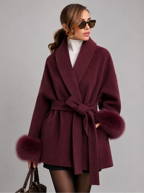 Casaco Feminino de Inverno com Pelúcia Removível e Cinto – Zurique