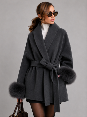 Casaco Feminino de Inverno com Pelúcia Removível e Cinto – Zurique