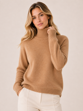 Suéter Feminino de Lã Merino e Caxemira Gola Alta – Genova