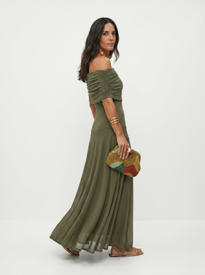 Vestido Longo Ombro a Ombro Drapeado - Toledo