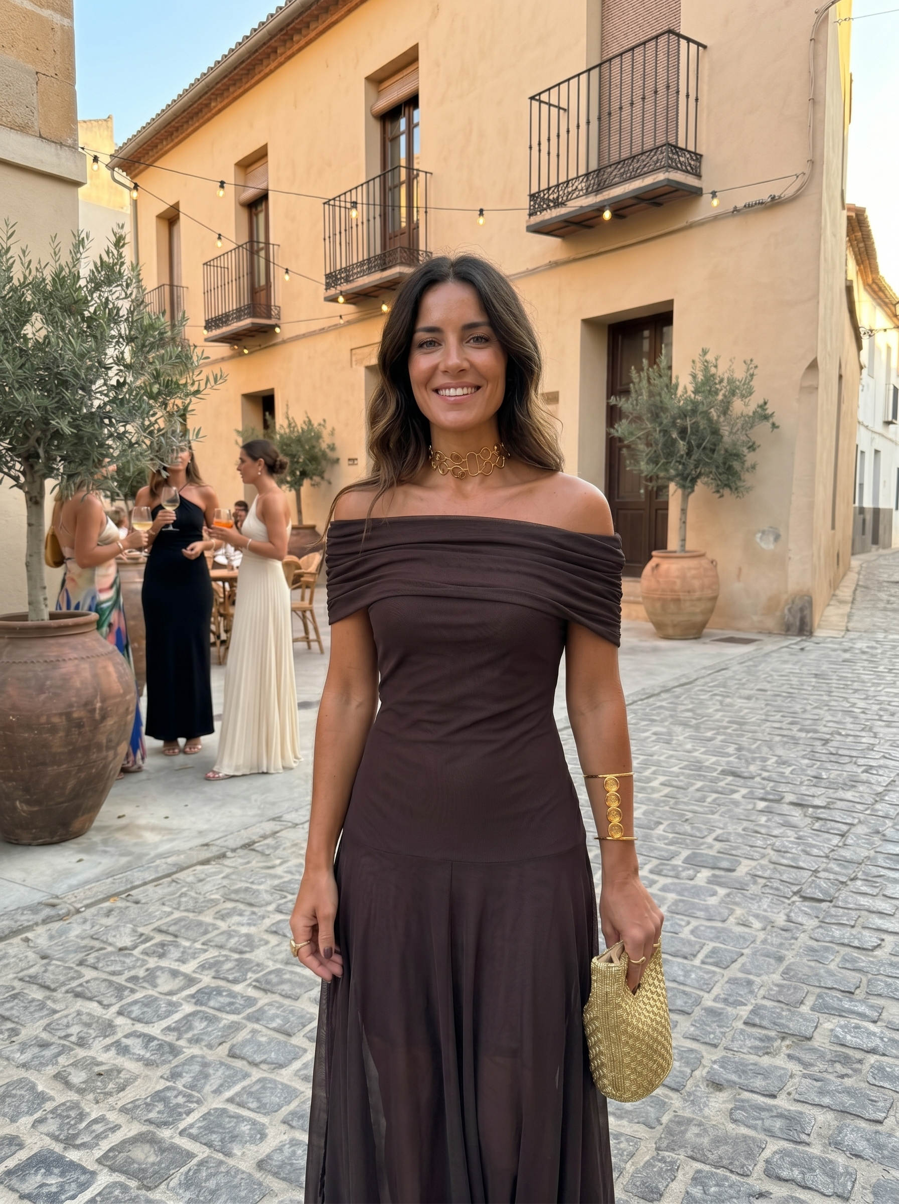 Vestido Longo Ombro a Ombro Drapeado - Toledo