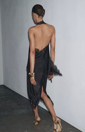 Top Halter Acetinado com Renda – Noire