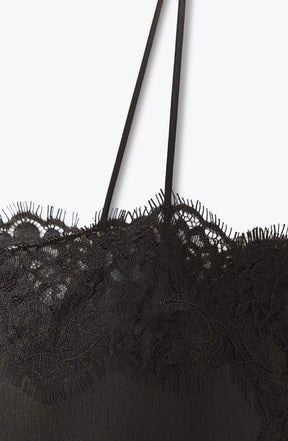 Top Acetinado com Renda Contrastante – Ivory