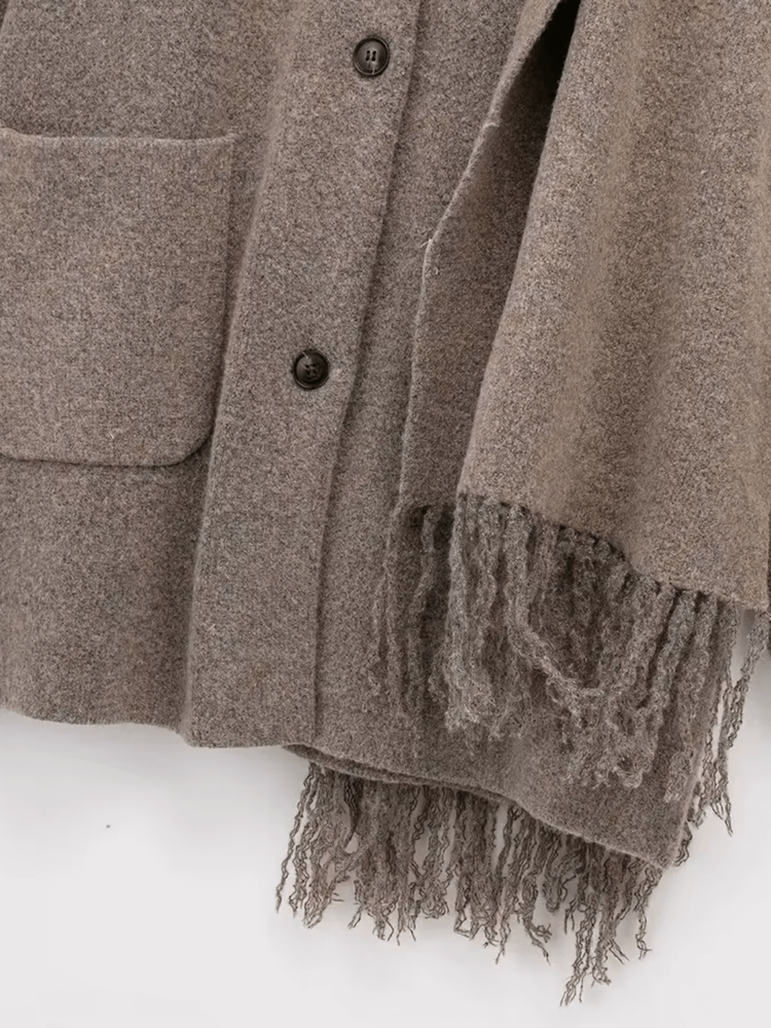 Casaco Oversized em Lã Batida com Gola Cowl