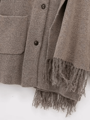 Casaco Oversized em Lã Batida com Gola Cowl