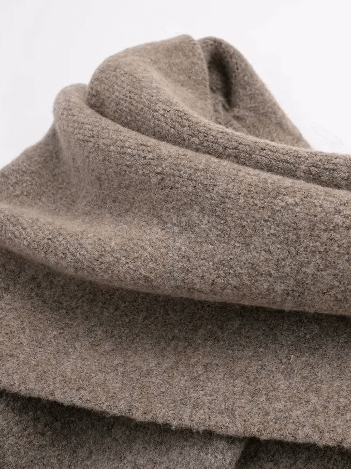 Casaco Oversized em Lã Batida com Gola Cowl