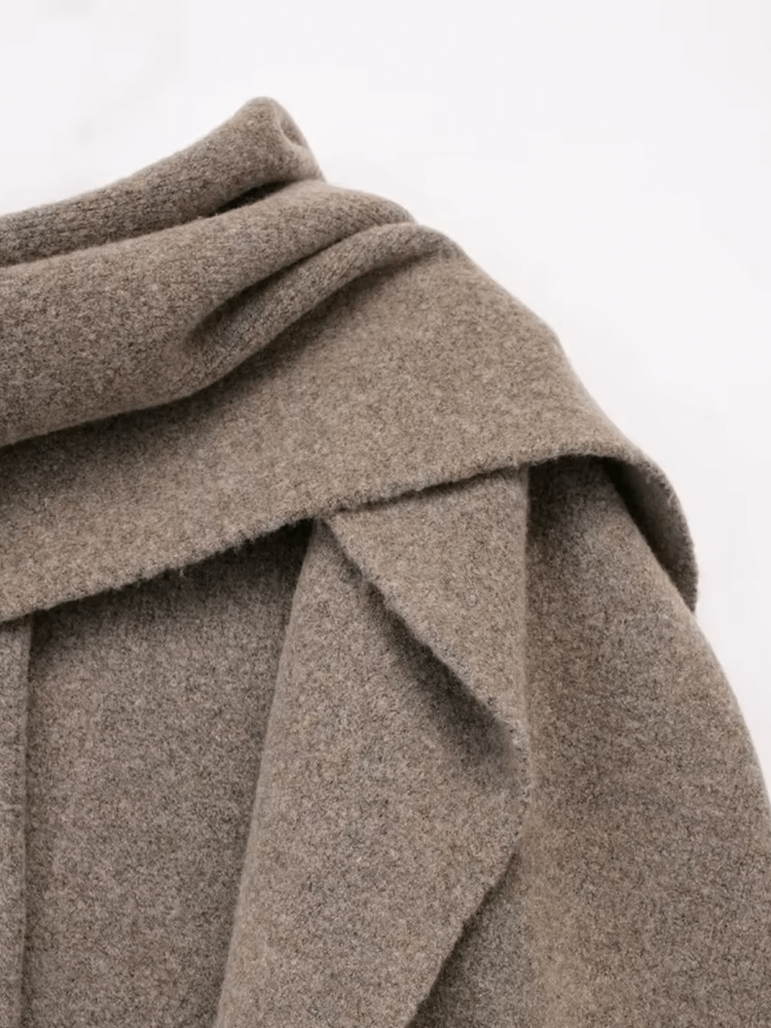 Casaco Oversized em Lã Batida com Gola Cowl