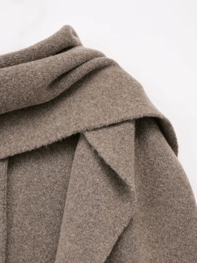 Casaco Oversized em Lã Batida com Gola Cowl